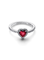 Anillo en Plata Corazón Elevado Brillante