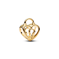 Charm Calado Corazón con Candado Dorado