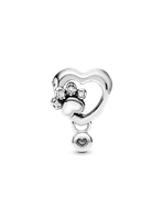 Charm Plata Brillante Huella en Corazón