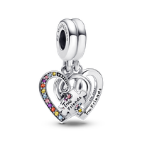 Charm en Plata Rompecabezas Dividible Amistad de Corazones