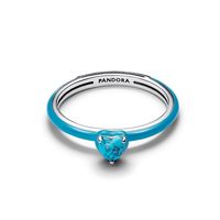 Anillo Pandora Gema Corazón Color Turquesa