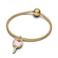 Charm Colgante Grande Llave Amor Rosado Opalescente