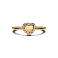 Anillo Halo y Corazón Recubrimiento Oro14K
