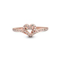 Anillo en Plata de los Deseos Corazón Reluciente Recubrimiento Oro Rosa14K