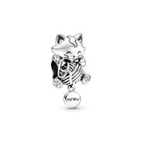 Charm en Plata Gatito y Bola de Estambre