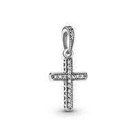 Colgante en Plata Cruzado Clásico con Circonia Cúbica Clara