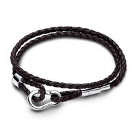 Brazalete Pandora en Cuero Trenzado Doble Marron