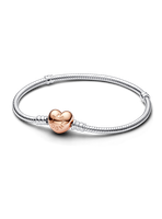 Brazalete Cadena Serpiente Broche Corazon en Rosa