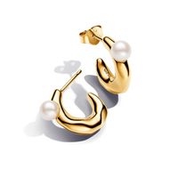 Aretes de Aro Shine Perla Cultivada de Agua Dulce Tratada