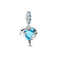 Charm Colgante Delfines de Cristal de Murano Azul