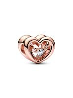 Charm Corazón Radiante y Piedra Flotante Rosa