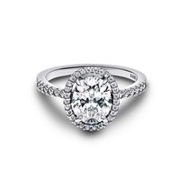 Anillo Halo Ovalado Brillante en Plata