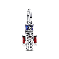 Dije Cascanueces Movible Esmaltes Azul y Rojo en Plata