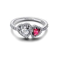 Anillo Halo Corazones en Plata