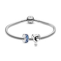 Gift Set Pulsera en Plata con Dije Huella de Mascota y Clip Azul