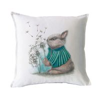 FUNDA COJÍN ALGODÓN CONEJO PIDE UN DESEO 45X45