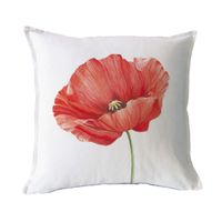FUNDA COJÍN ALGODÓN  AMAPOLA ROJA ABIERTA 45X45