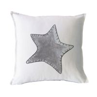 FUNDA COJÍN ALGODÓN ESTRELLA SOLITARIA GRIS 45X45