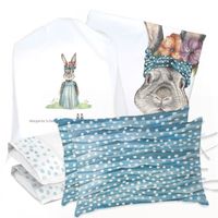 JUEGO DE CAMA FUNDA DE PLUMÓN + SABANA BAJERA + 4 FUNDAS ALMOHADA CONEJA FLORA KING