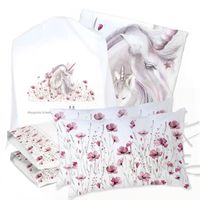 JUEGO DE CAMA FUNDA DE PLUMÓN + SABANA BAJERA + 4 FUNDAS ALMOHADA UNICORNIO KING