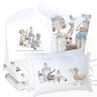 JUEGO DE CAMA FUNDA DE PLUMÓN + SABANA BAJERA + 4 FUNDAS ALMOHADA ROBOTS SUPER KING