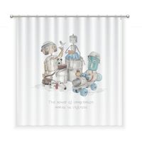 CORTINA BAÑO ALGODÓN ROBOTS