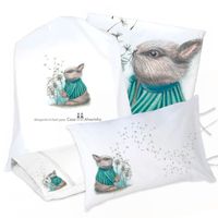 JUEGO DE CAMA FUNDA DE PLUMÓN + SABANA BAJERA +2 FUNDAS ALMOHADA CONEJO PIDE UN DESEO 1,5 PLAZAS