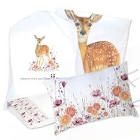 JUEGO DE CAMA FUNDA DE PLUMÓN + SABANA BAJERA +2 FUNDAS ALMOHADA BAMBI FLORES 1,5 PLAZAS