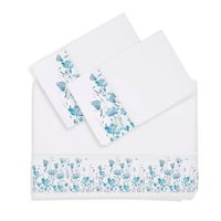 Juego de Sábanas 2 Plazas Florcitas Turquesa