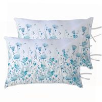PACK 2 FUNDAS ALMOHADA FLORCITAS TURQUESA 50X70