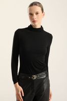 Top, cuello subido, negro Liola