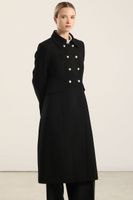 Abrigo largo cruzado, muflon negro Liola