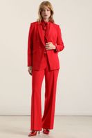 Pantalón recto cinturon, tiro alto, rojo Liola