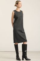 Vestido rodilla, rayas, gris Liola