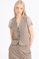 Chaleco Sastre Espiga Listado, Cafe, Made Italy Liola