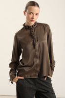 Blusa satinada vuelos, café Liola