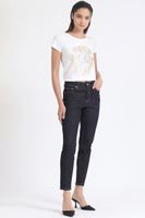 Jeans Skinny, Tiro Medio, Con Bordado, Indigo Liola