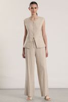 Pantalón palazzo lino rustico liola mujer beige