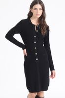 Vestido Ajustado Tejido Punto, Negro Liola