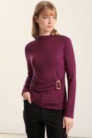 Top Herraje Metal, Con Drapeado, Burdeo  Liola