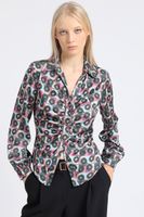 Blusa Satin Estampado Retro, Recogido, Rosa Liola