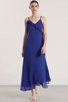 Vestido maxi volantes Liola mujer azulino