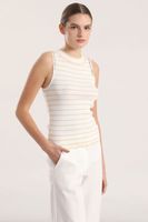 Top tejido punto, aplicacion joya mujer Liola crudo