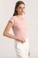 Polera ribb básica liola mujer rosa