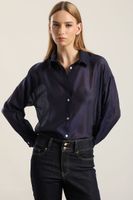 Blusa semi transparente, azul Liola