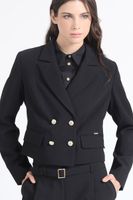 Chaqueta Crop Cruzada,Negro Liola