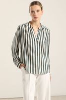 Blusa Satin Listado, Verde Liola