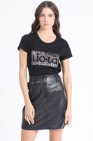 Polera Algodón, Parche Animal Print Liola, Crudo Liola