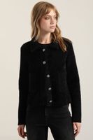 Chaqueta punto, hilo metalizado, negro Liola