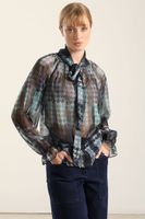 Blusa estampada, lazo, azul Liola